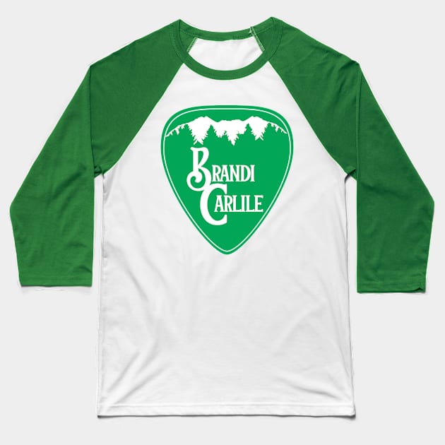 Brandi Carlile Guitar Pick Green Baseball T-Shirt by capesandrollerskates 